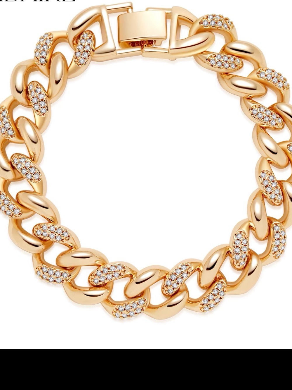 Gold Pave Cuban Link Bracelet - Women Jewelry